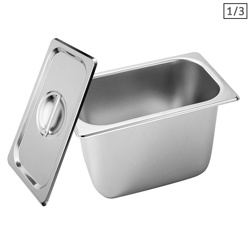 Gastronorm GN Pan Full Size 1/3 GN Pan 20cm Deep Stainless Steel Tray with Lid