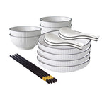 White Japanese Style Ceramic Dinnerware Set of 8