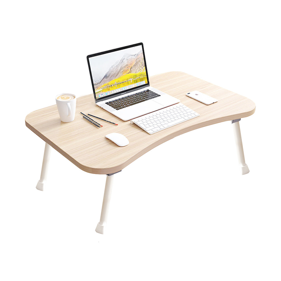Beige Foldable Study Bed Table Adjustable Portable Desk Stand With Notebook Holder