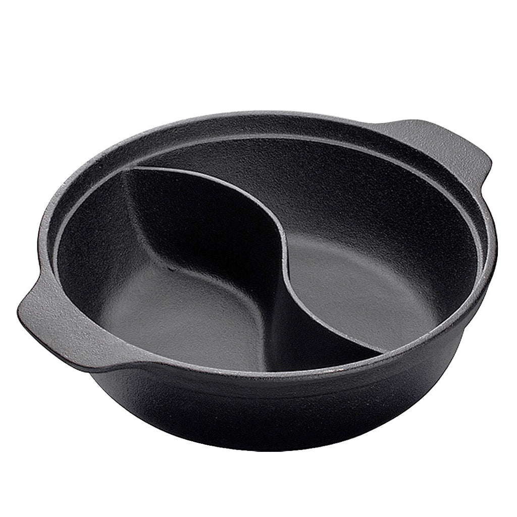 32CM Round Cast Iron Shabu Shabu Hotpot Two-Flavor Division
