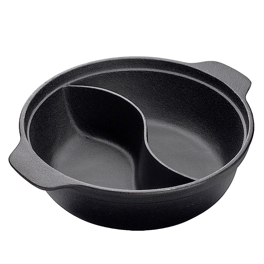 32CM Round Cast Iron Shabu Shabu Hotpot Two-Flavor Division
