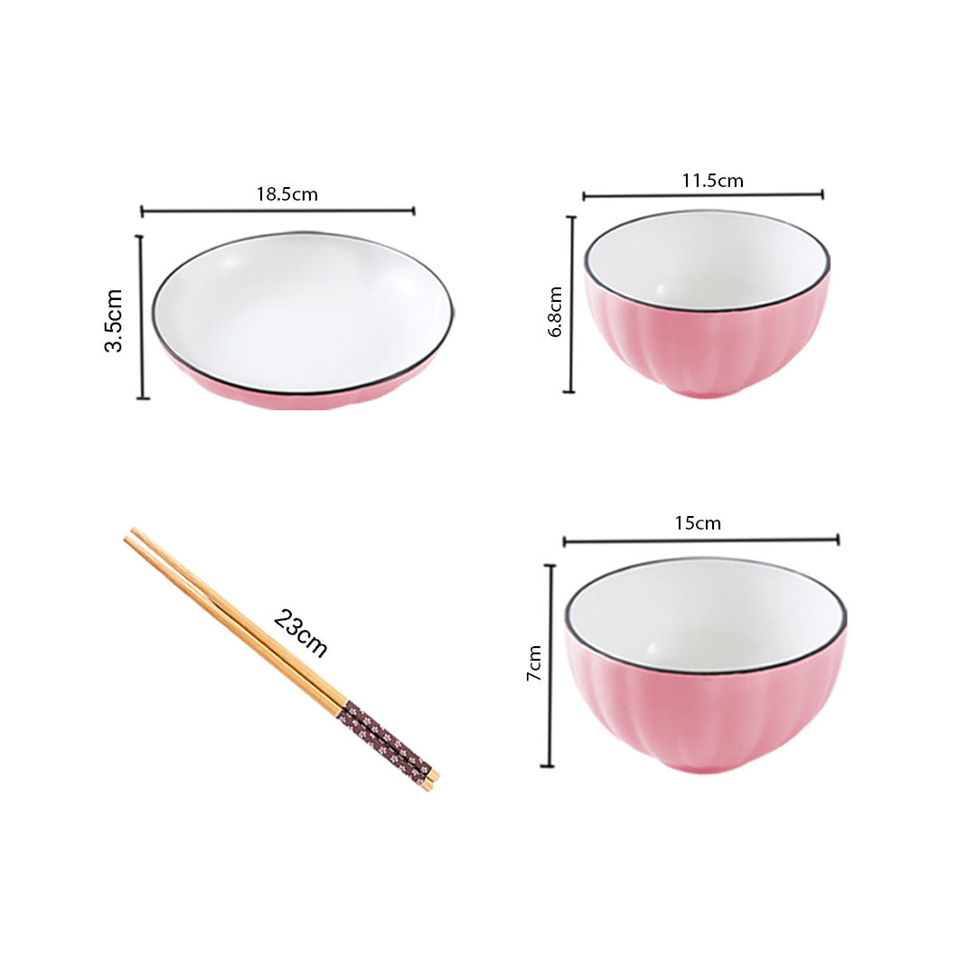 Pink Ceramic Dinnerware Set of 12