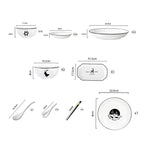 White Antler Printed Ceramic Dinnerware Set of 34