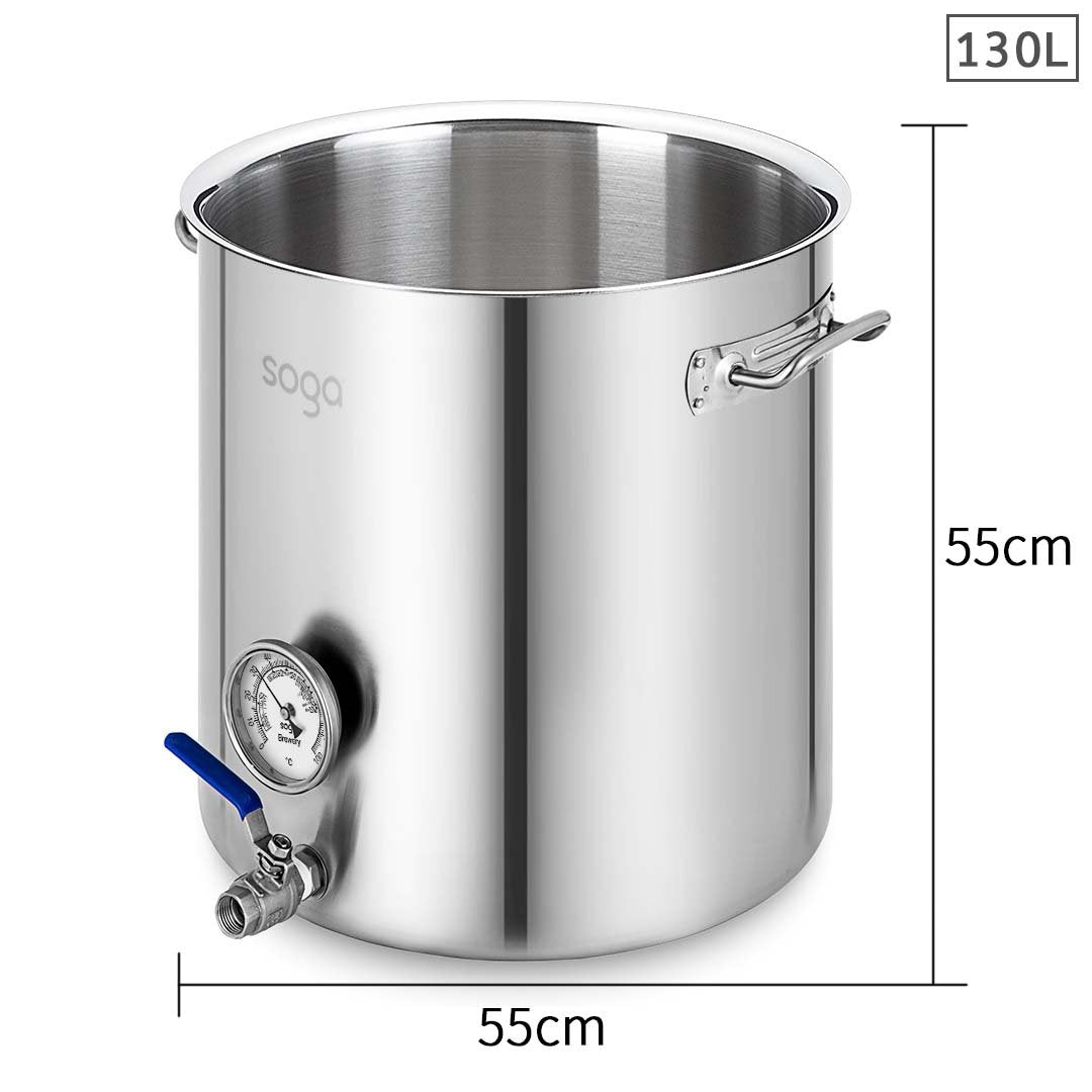 SOGA Stainless Steel 130L Brewery Pot No Lid 55*55cm
