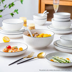 White Japanese Style Ceramic Dinnerware Set of 5