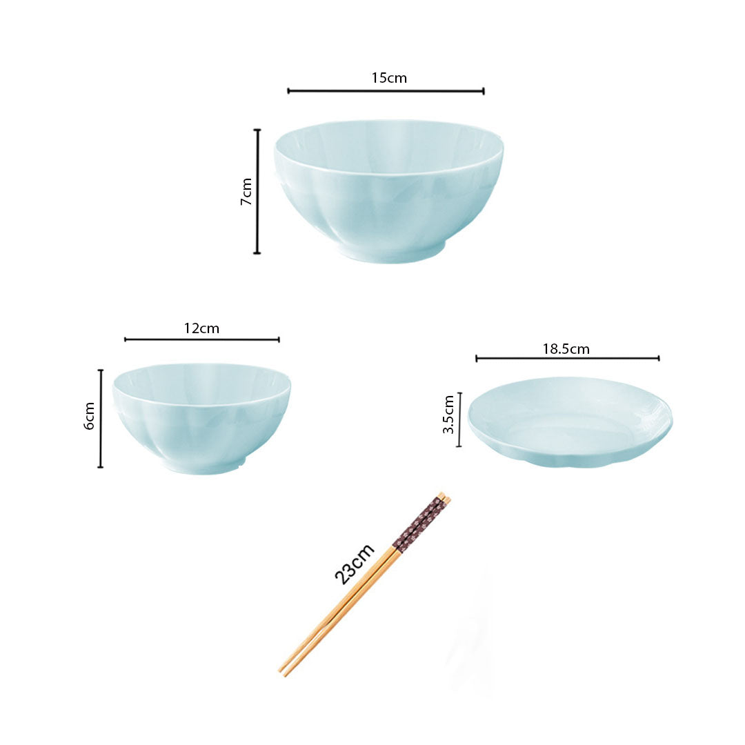Light Blue Ceramic Dinnerware Set of 12
