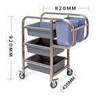 82x43x92cm Square 3 Tier Food Trolley Food Waste