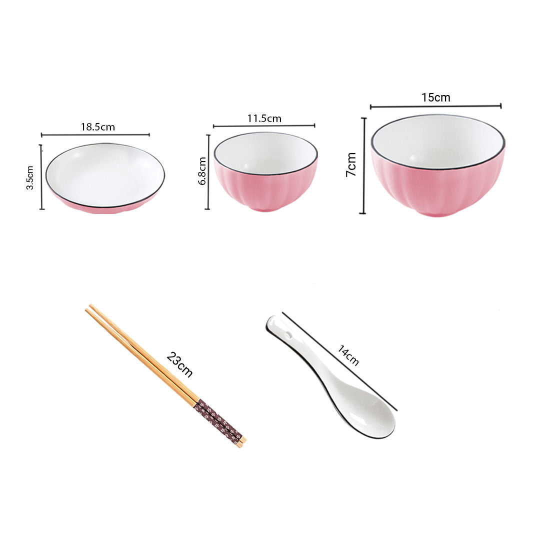 Pink Ceramic Dinnerware Set of 10