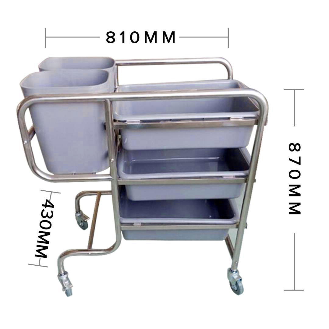 3 Tier Trolley Cart Five Buckets Square 80x43x89cm Round