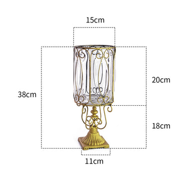 Clear Glass Cylinder Flower Vase with 6 Bunch 4 Heads Artificial Silk Magnolia denudata Set