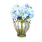 Clear European Glass Flower Vase with Two Metal Handle