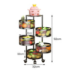 5 Tier Steel Round Rotating Kitchen Cart