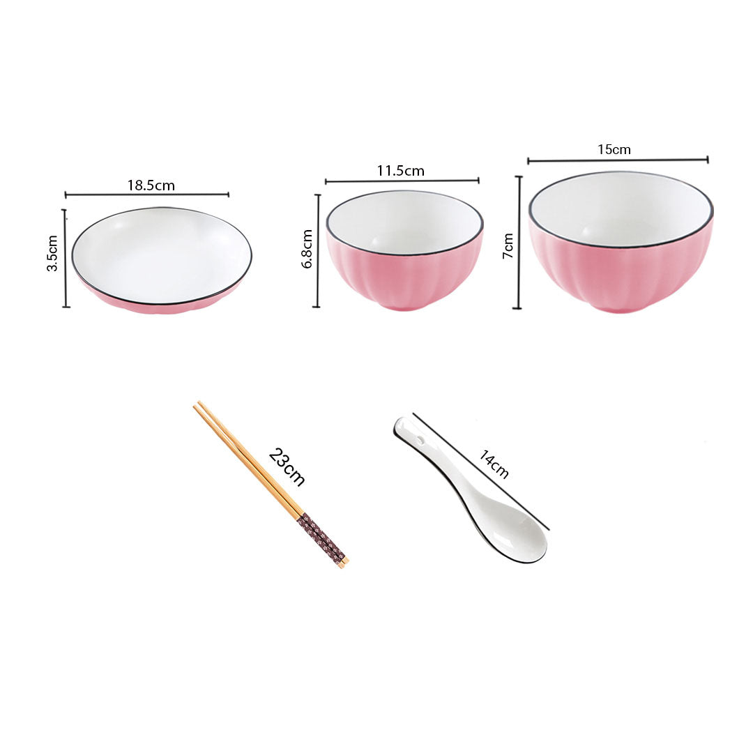 Pink Ceramic Dinnerware Set of 6