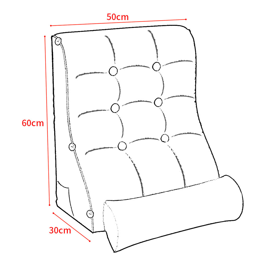 60cm Blue Wedge Lumbar Pillow