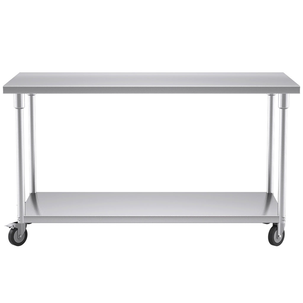 150cm Commercial Kitchen Stainless Steel Work Bench with Wheels