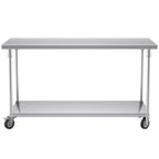 150cm Commercial Kitchen Stainless Steel Work Bench with Wheels