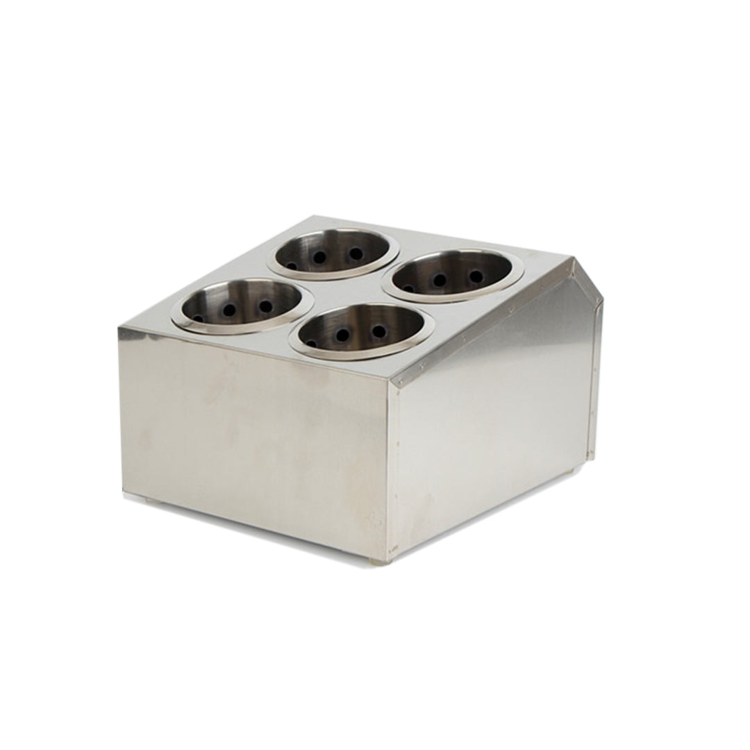 18/10 Stainless Steel Commercial Square Cutlery Holder with 4 Holes