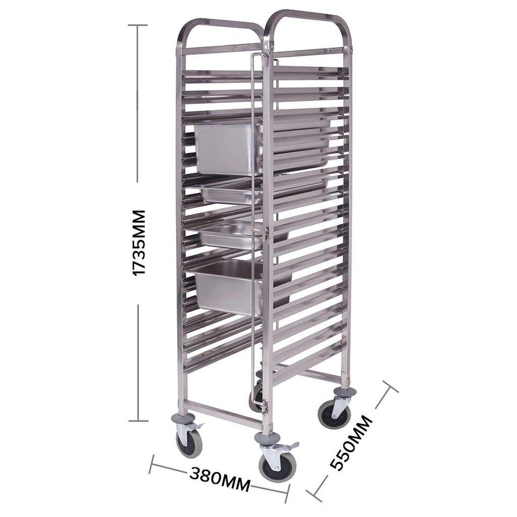 Gastronorm Trolley 16 Tier Stainless Steel Suits GN 1/1 Pans