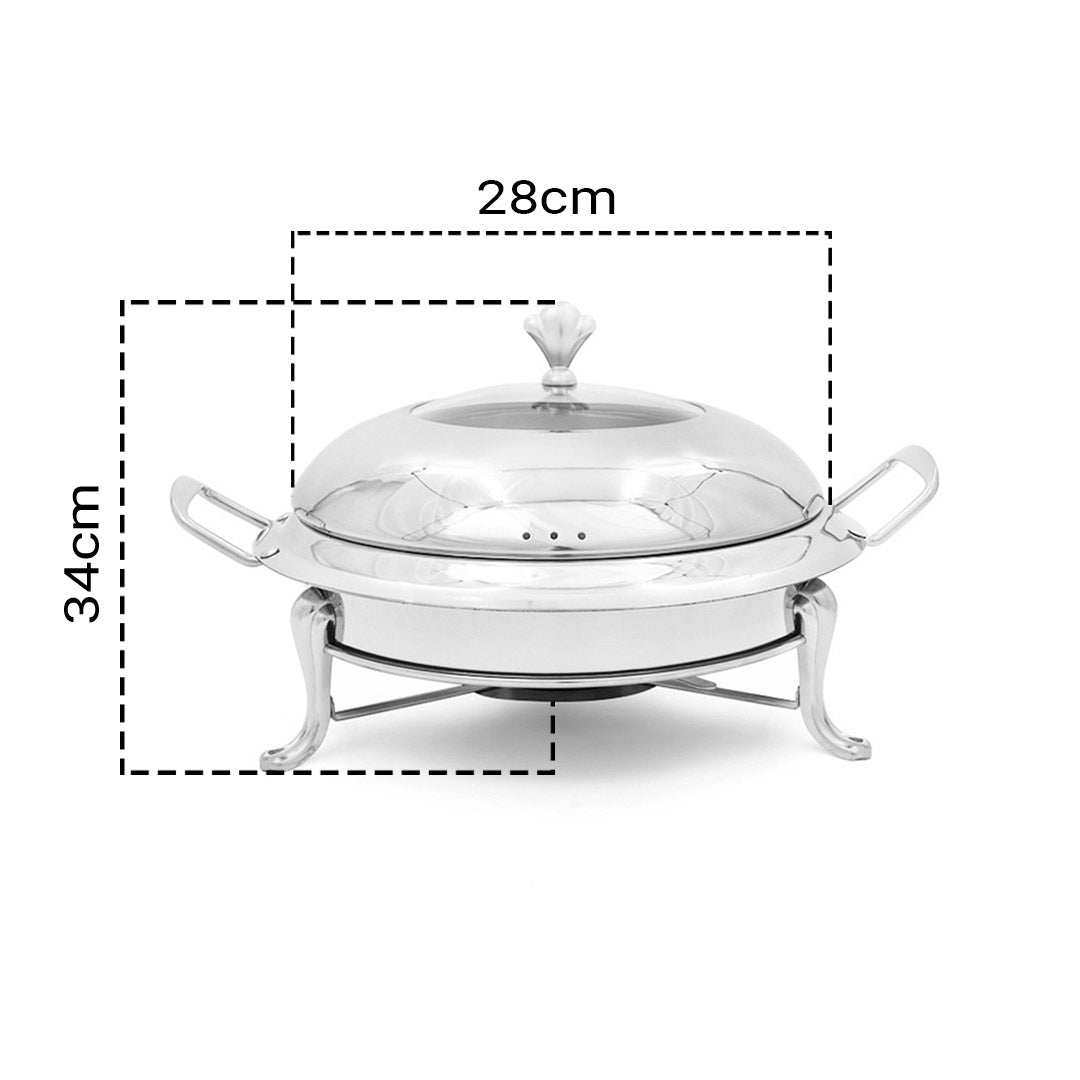 Stainless Steel Round Chafing Dish with Glass Top Lid