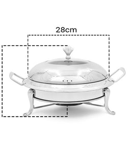 Stainless Steel Round Chafing Dish with Glass Top Lid