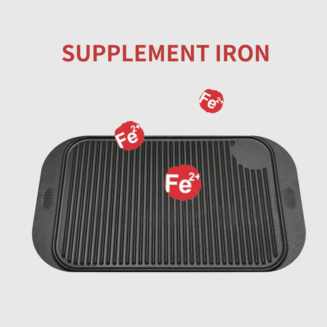 47cm Cast Iron Ridged Griddle Plate
