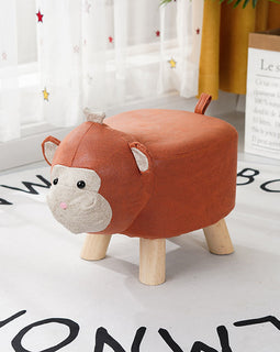 Orange Kids Ottoman Stool Monkey Character Bench Seat