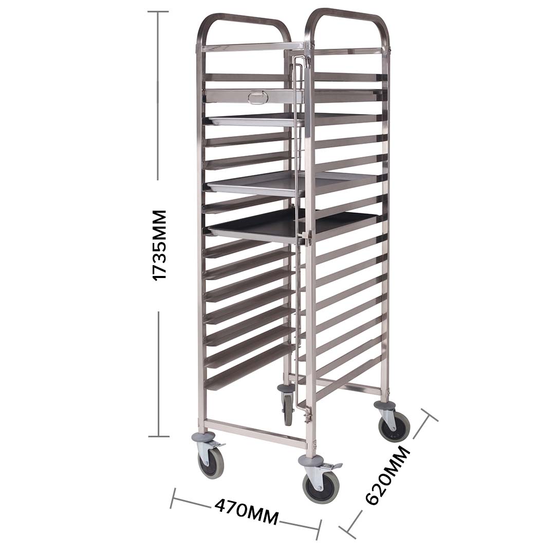 Gastronorm Trolley 16 Tier Stainless Steel Suits 60*40cm Tray
