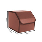 Leather Car Boot Foldable Trunk Cargo Organizer Box Coffee Small