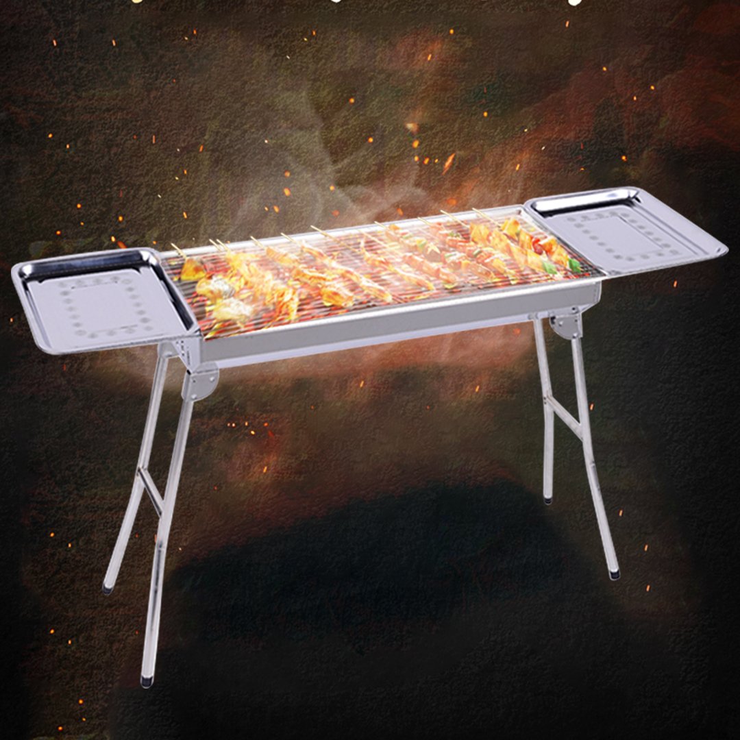 Stainless Steel Skewers BBQ Grill with Side Tray 6-8 Persons