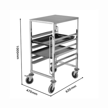Gastronorm 7 Tier Stainless Steel Trolley Suits 60*40cm Tray with Working Surface