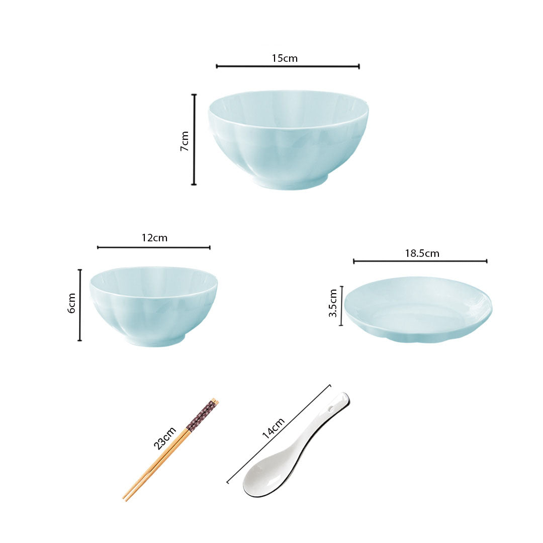 Light Blue Ceramic Dinnerware Set of 10