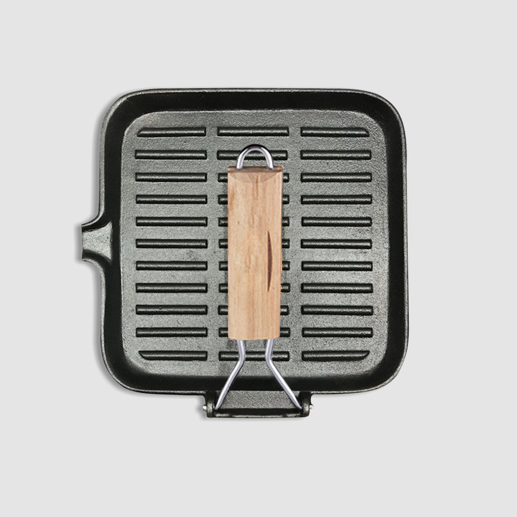 SOGA 28cm Ribbed Cast Iron Square Steak Frying Pan