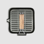 SOGA 28cm Ribbed Cast Iron Square Steak Frying Pan