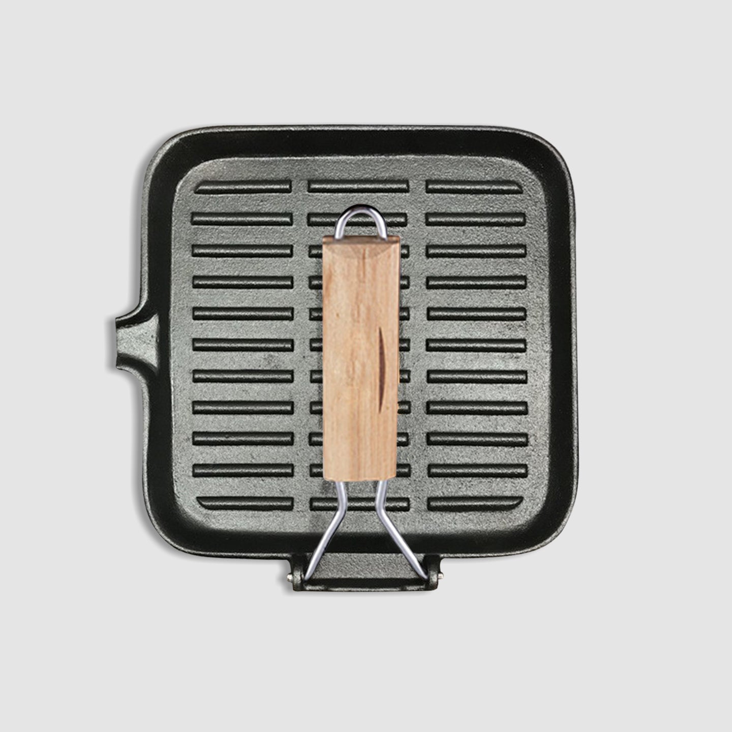 SOGA 28cm Ribbed Cast Iron Square Steak Frying Pan