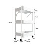 3 Tier Steel White Foldable Kitchen Cart