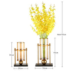 42cm 32cm Transparent Glass Vase with Yellow Flower and Candle Set