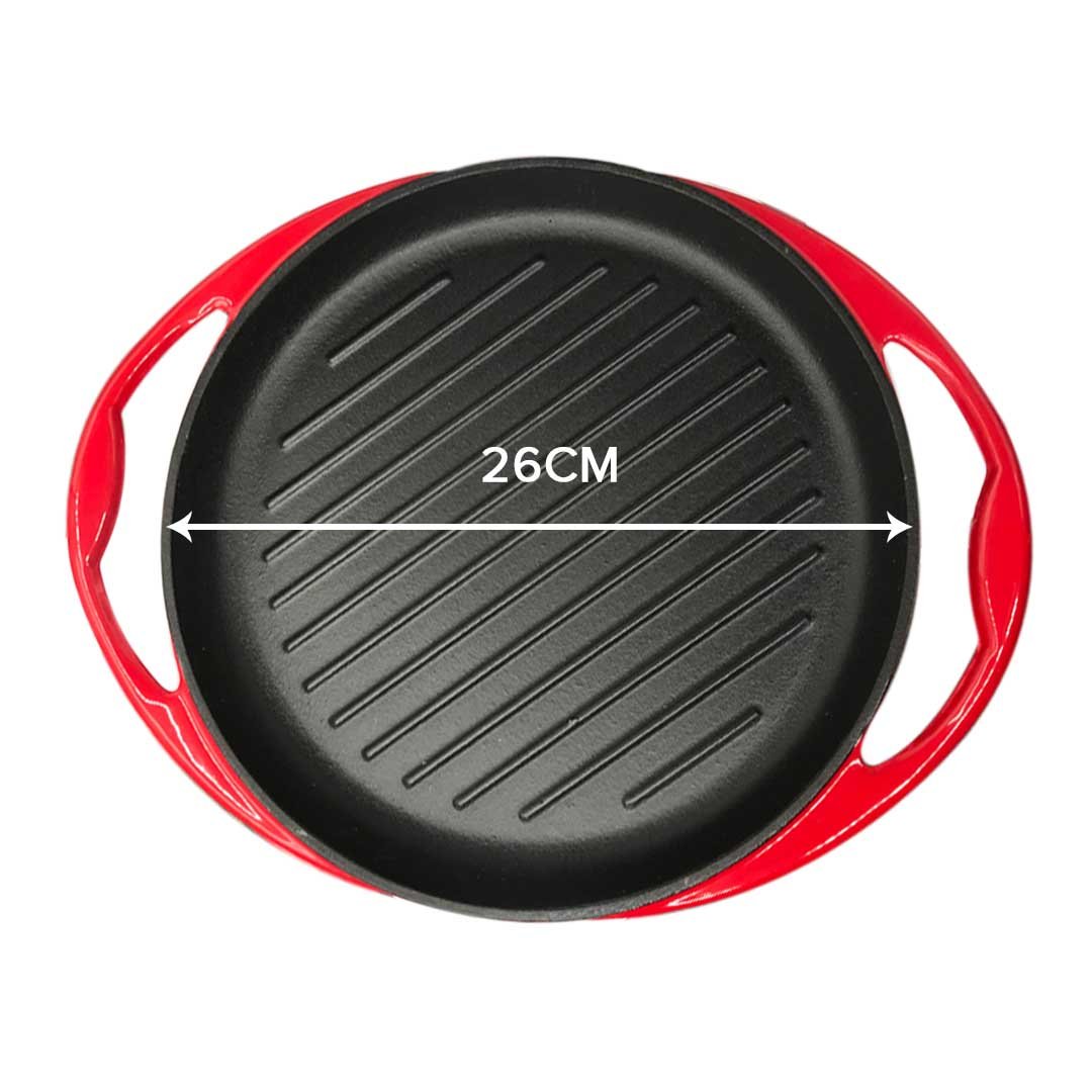 Enamel Cast Iron Non-stick Sizzle Frying Pan 26cm