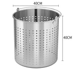 50L 18/10 Stainless Steel Perforated Pasta Strainer with Handle