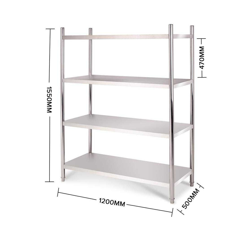 4 Tier Stainless Steel Display Shelf 120CM