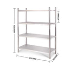 4 Tier Stainless Steel Display Shelf 120CM