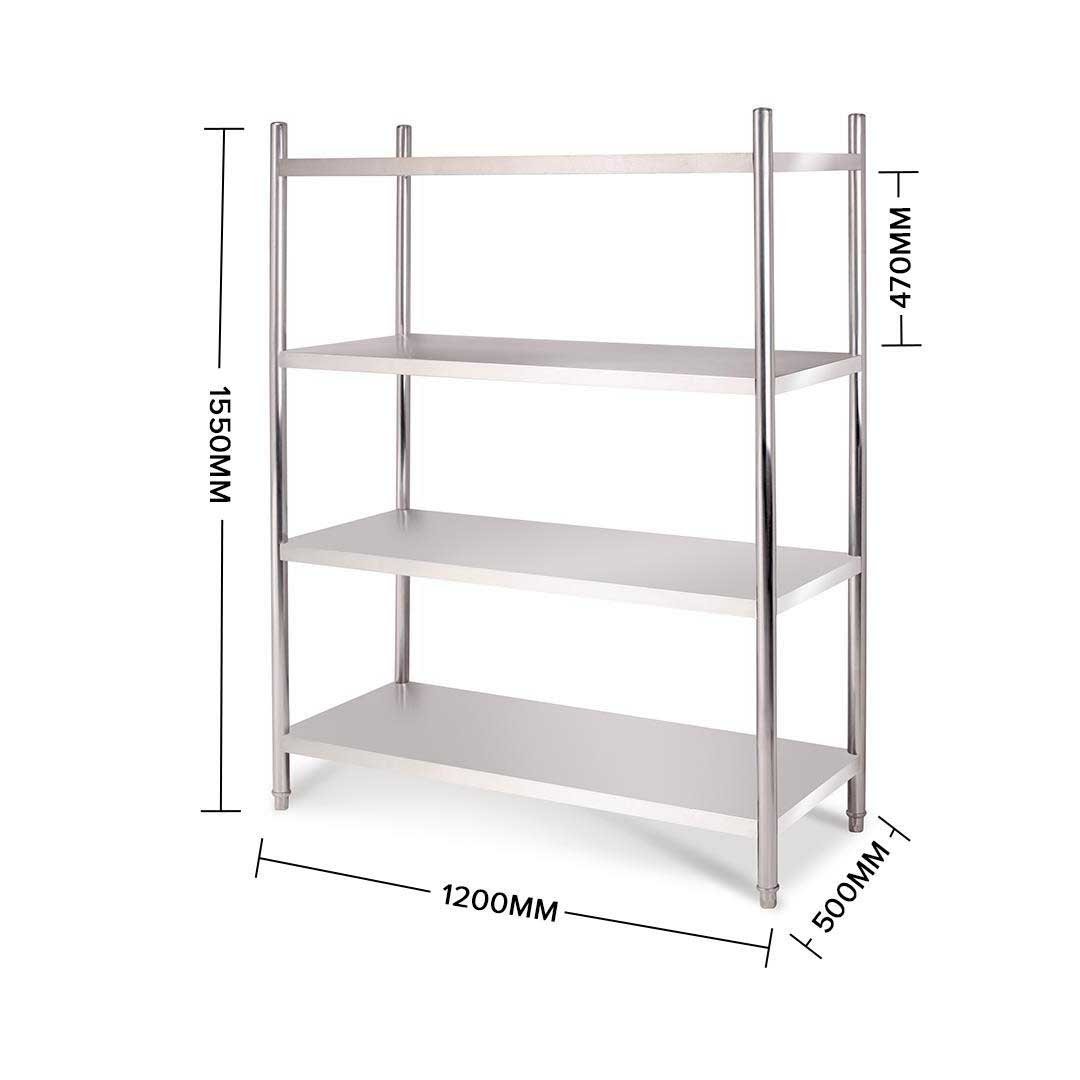 4 Tier Stainless Steel Display Shelf 120CM
