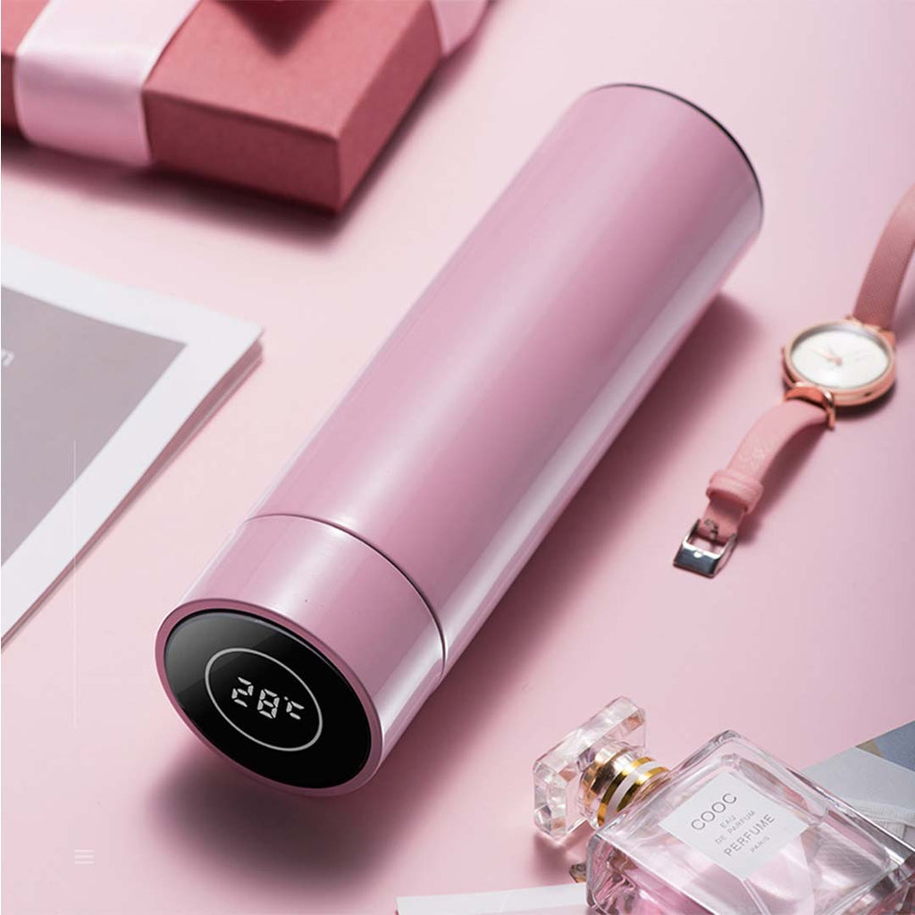 500ML Smart Thermometer Bottle Vacuum Flask Pink