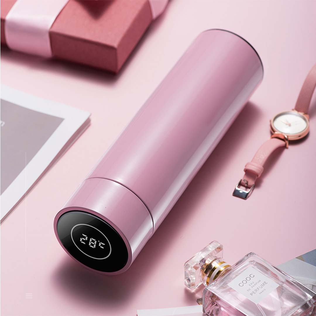 500ML Smart Thermometer Bottle Vacuum Flask Pink