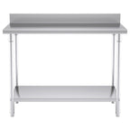 Commercial Kitchen Stainless Steel Bench Table with Back-splash 120*70*85cm