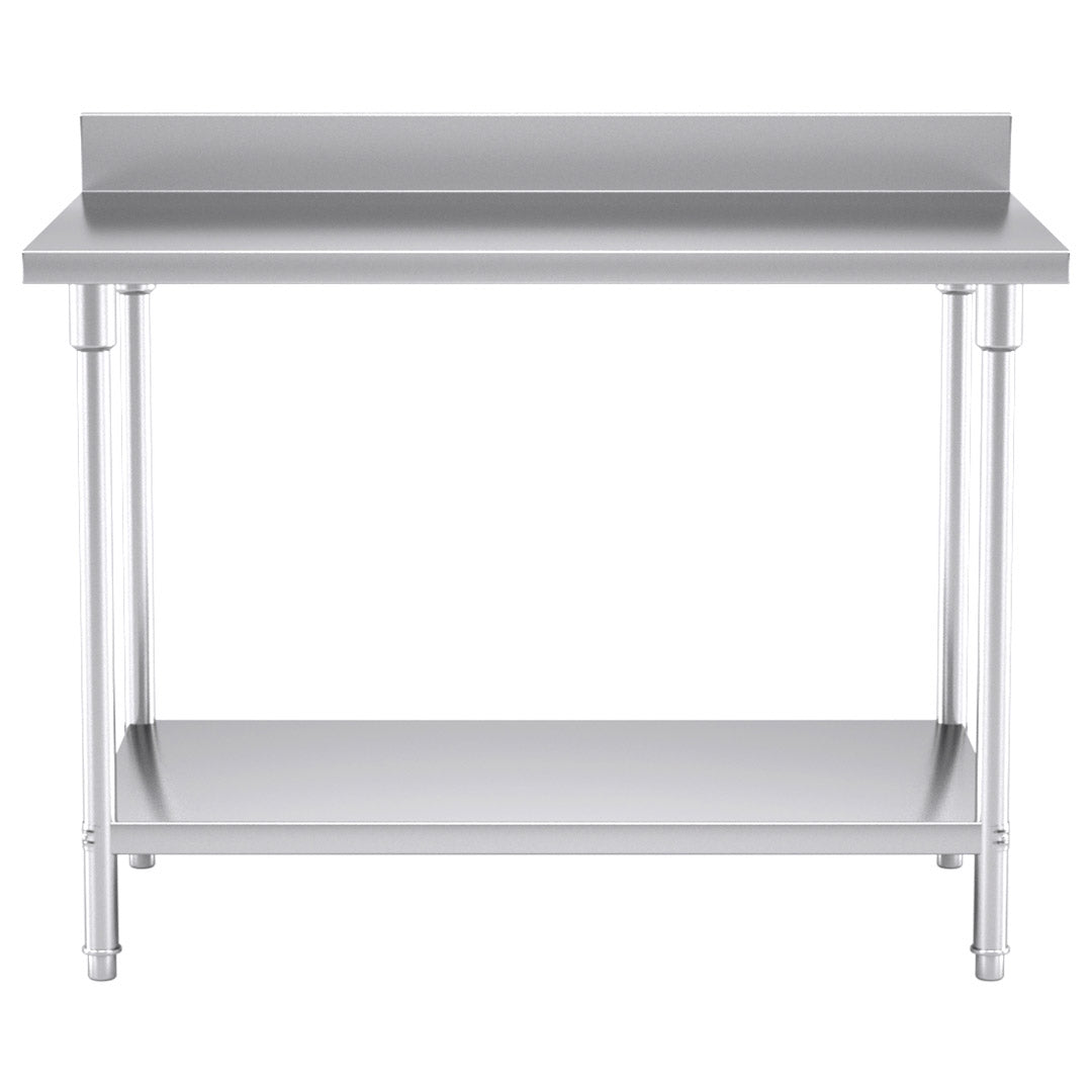Commercial Kitchen Stainless Steel Bench Table with Back-splash 120*70*85cm