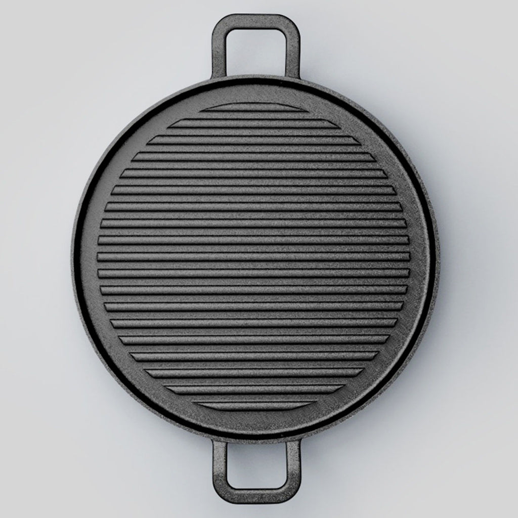 28cm Ribbed Cast Iron Frying Pan Skillet