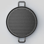 28cm Ribbed Cast Iron Frying Pan Skillet