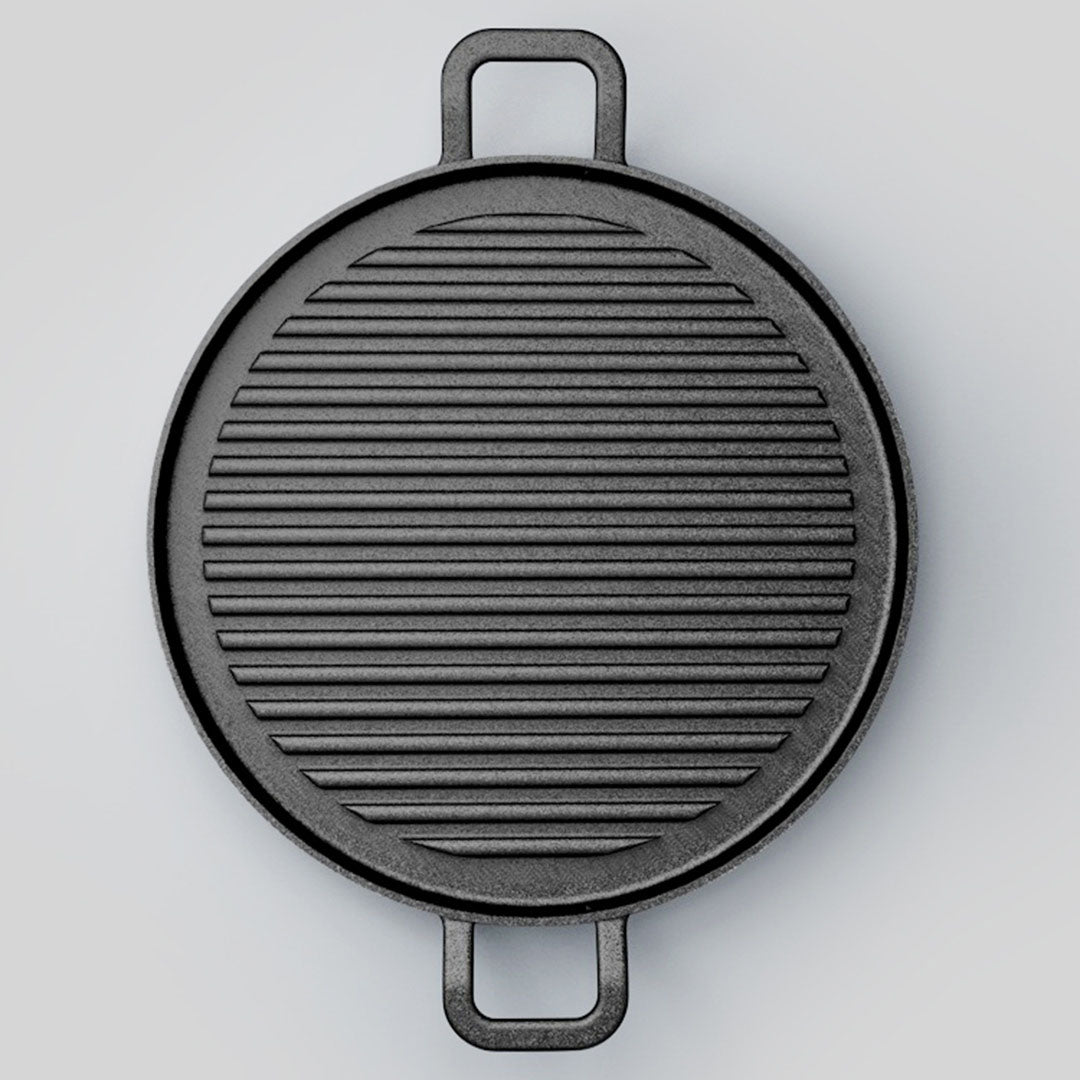 28cm Ribbed Cast Iron Frying Pan Skillet