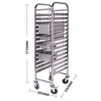 Gastronorm Trolley 15 Tier Stainless Steel Trolley Suits GN 1/1 Pans