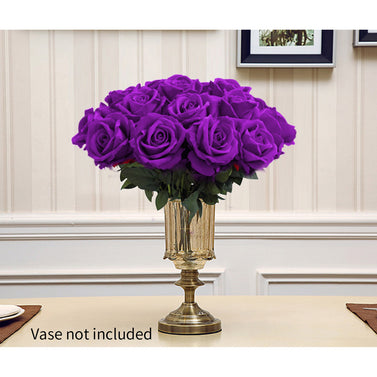 20pcs Artificial Silk Rose Purple